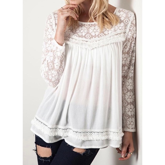 Umgee Tops | Umgee White Lace Top 